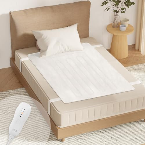 GOTCOZY Heizdecke Wärmeunterbett - Elektrische Wärmedecke mit Abschaltautomatik 10 Stunden Timer und 5 Wärmestufen Überhitzungsschutz Wärmedecke für Gängigen Matratzen Maschinenwaschbar 150x80cm