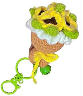 Häkelstrauß-Schlüsselanhänger, niedlicher gehäkelter Schlüsselanhänger | Stricktasche Anhänger Schlüsselanhänger, niedliche Blumen Schlüsselanhänger | Künstliche Blumen für immer Sammlerstück, r,
