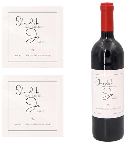 MilaBoo® Flaschenetikett in 11 x 11 cm für Sekt, Wein oder weitere Flaschen – Weinetiketten Made in Germany (Trauzeugin 2)