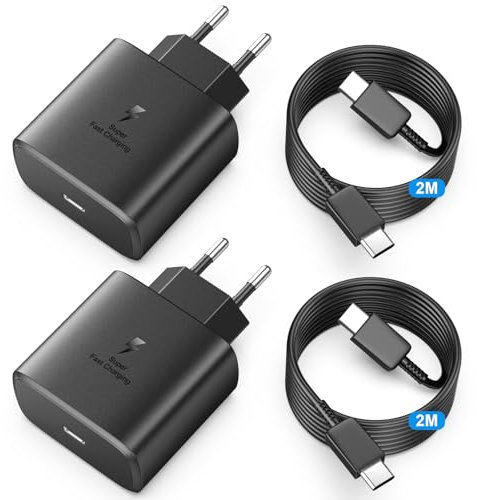 45W Schnellladegerät USB C Ladegerät für Samsung Galaxy S24 Ultra/S24+/S23 Ultra/S23+/S22, Tab S10 Ultra/S9 Ultra/S9, Plus/S9 FE/S8/S8 Ultra/S8 Plus, mit 2M Schnellladekabel Netzteile Adapter (2-Pack)
