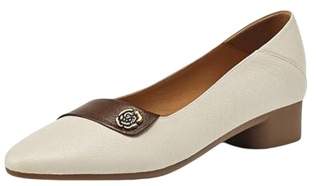 OBiQuzz Ballerinas Women's Elegant Loafers with Block Heel Women's Shoes Leather Low Shoes Pumps Dress Shoes Mary Jane Shoes Leather Shoes Office Evening Shoes Heel Shoes Suit Shoes Wedding Shoes Size