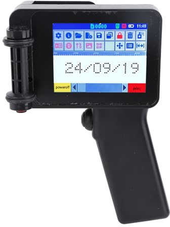 Asixxsix Impresora de inyección de Tinta portátil Gun, 600DPI Pequeña Impresora Portátil de Inyección de Tinta con Pantalla Táctil HD LED 4.3in para Texto Logo Código QR Código de Barras
