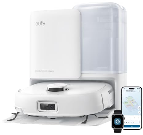 eufy E25 Omni Robot Vacuum Cleaner with Mop, HydroJet System, 20,000 Pa Turbo Suction, Tangle-Free, Corner-to-Edge Deep Cleaning and Mop Lifting, with Auto All-in-One Station, Local Repair