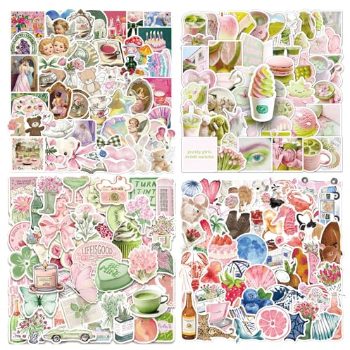 201 Piezas Rosa Pegatinas, Impermeable Stickers Patrones Diversos | Pegatinas Infantiles para Equipaje Scrapbook Skateboard Guitarra Regalo de Cumpleaños Botella de Agua
