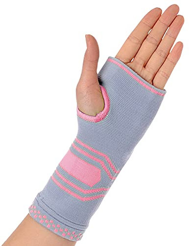 Tutore Polso Tendinite Ideato da Medici Specialisti – Polsiera Ortopedica con Imbottitura in Gel – Fascia Elastica per Alleviare Tunnel Carpale, Tendinite e Rizoartrosi (Rosa e Grigio, Taglia L)