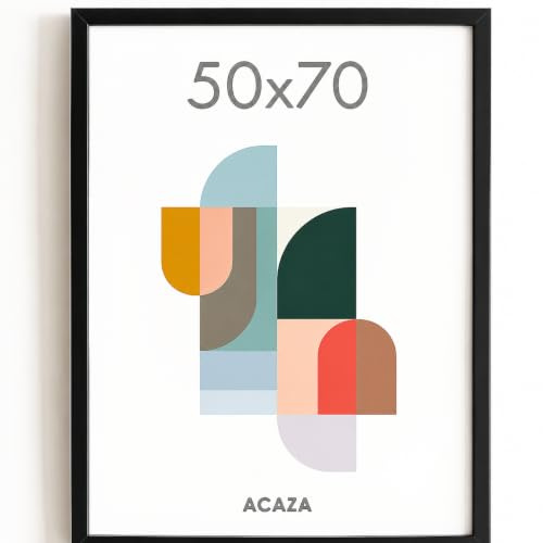 ACAZA Cadre 50x70 cm, Pour Puzzle 1000 pièces, Poster et Photo, En Bois et Verre Acrylic, Décoration Murale, Portrait et Paysage, Noir