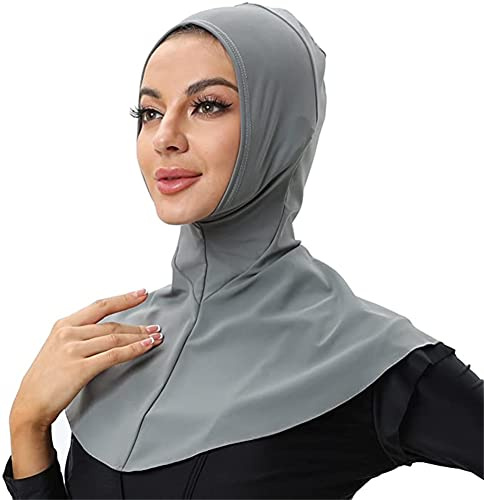 nadamuSun dam simma hijabs full täckning simma halsduk solskydd, ljusgrå, M