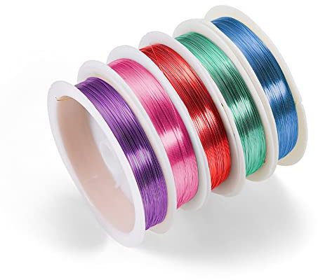 5 Rollen Schmuckdraht,0.5mm Handwerk Draht Schmuckdraht Basteldraht Bunt– Aluminiumdraht Stärke Aludraht–5 Farben Metalldraht Biegedraht zum Basteln, Floristik, Schmuck Herstellen für Basteln