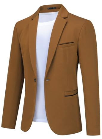 Allthemen Blazer da Uomo Slim Fit con Un Bottone Suit Jacket Giacca Elegante Formale for Wedding Business Evening da Lavoro caffè XL