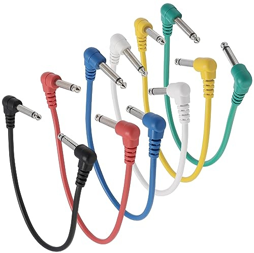 Unxuey Gitarren Patch Kabel 30CM 6PCS, 6.35mm Effekt Pedal Board Lead 1/4 Zoll Instrumentenkabel für Gitarre/Bass Effekt Pedal