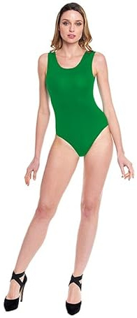 Partilandia Body o Maillot con tirante ancho verde para mujer Talla S