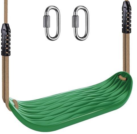 BeneLabel Schaukel Kinder, Indoor Outdoor Babyschaukel Hartgummi Schaukelsitz Spielplatz Gartenschaukel Schaukelbrett mit Verstellbar 130-200cm Seil für Teens/Erwachsene, Grün Wasserrippel/113kg