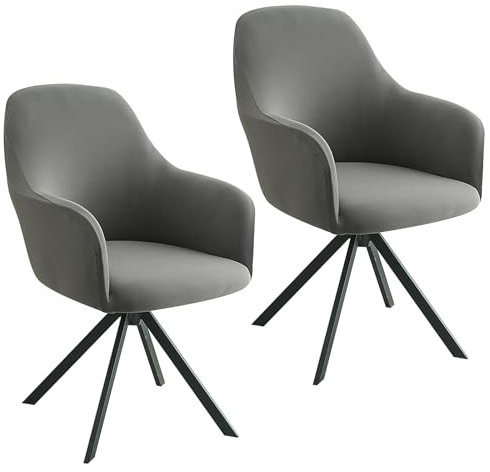 IGTOPS 2er/4er Set Stretch Stuhlbezug für Bürostuhl, Computerstuhl, Drehstuhl, Universal Stuhlhussen mit Armlehne, Abnehmbar Waschbar, Für Haushalt & Wohnen, Esszimmer,Hotel (2, Dunkelgrau)