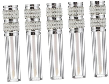 Beatifufu Lot De 5 Flacons De Glaçage À Lèvres Tendance Avec Strass Et Étui Anti-fuite Pour Femmes