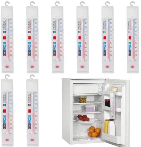 8 Stück Kühlschrankthermometer, Thermometer Kühlschrank mit Haken, Kühlschrank Thermometer innen, -40°C-50°C Thermometer Gefrierschrank, für Gefrierschrank Kühlschrank Kühltruhe Kühltheke (8)