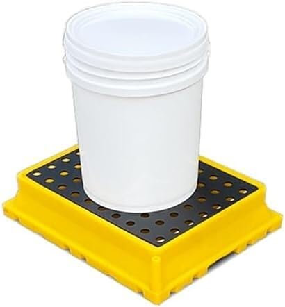High load capacity new material Spill Collection Tray Plastic Spill Collection Tray Kitchen/Laboratory/Maintenance Stackable Outlet Modular Platform With Removable Grill Yellow And Black(53x41x12 cm)