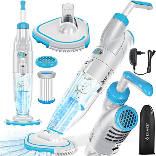 KESSER® Poolsauger mit Akku | elektrisch Pool Bodensauger Handsauger | Poolreiniger mit Filter & 2-Geschwindigkeits-System | Handsauger Reinigungsset kabellos bis zu 15 m³, Inkl. Schutzcover, Blau