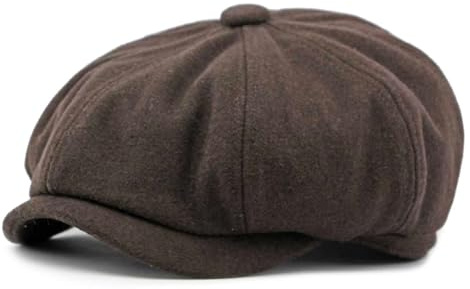 meioro Men's 8 Panel Newsboy Cap Vintage Tweed Flat Cap Irish Newsies Hat Gatsby Cabbie Caps Paperboy Classic Winter Hats Driving Fishing Caps Golf Dress Beret Hats Newsboy Hat for Men Winter(Coffee)