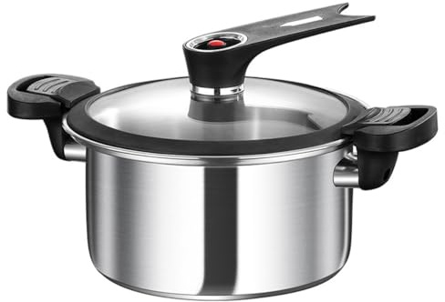 FACAIIO Olla de cocción lenta a presión de acero inoxidable de 3,5 L con interior antiadherente para guisar, cocinar al vapor, cocción lenta, uso de llama abierta