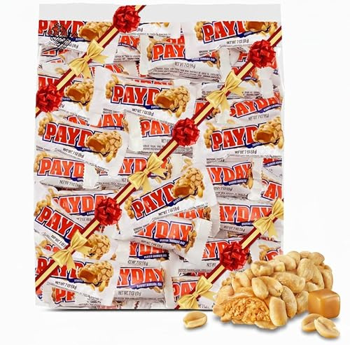 PaydayPeanut Caramel Bar Fun Size, Candy Bulk Bag, 2 Pounds of Individually Wrapped Candy Bars Peanut & Caramel Candy 2 lb