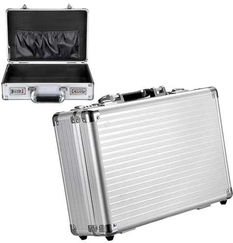 OGANAZI Mallette en aluminium avec serrure à combinaison A4 - Mallette à documents verrouillable - Petite valise en aluminium étanche - Mallette portable - Valise d'affaires pour les voyages