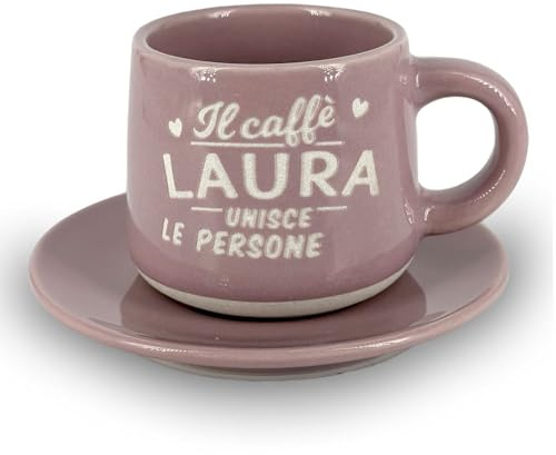 CLEARCO Tazzina da caffè personalizzata con piattino e scatola - Laura