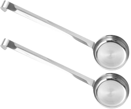GATHINESS Cucharas para Salsa de Acero Inoxidable 2piezas Mango Largo y Superficie Lisa para Cocina Gourmet y Comedor en Color Plata