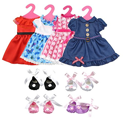 Lance Home 4 Vêtements et 4 Chaussures et 4 Cintres pour 18 poupées American Girl (12Pcs)
