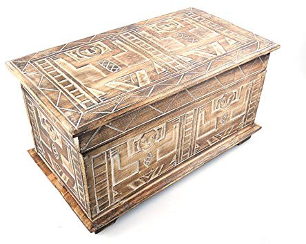 Artisanal Baule portaoggetti in legno stile etnico africano