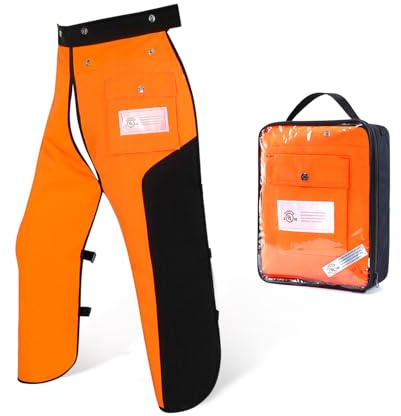 ZELARMAN Chainsaw Chaps Apron Wrap 8-layer for Men/Women Loggers Forest Workers Protective Chain Saw Pants Adjustable Safety Chap Class B with Pocket(Orange&Black, 35-Inch)