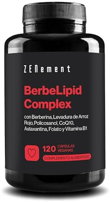 BerbeLipid Complex – avec Berbérine de Berberis aristata et Riz Rouge Fermenté avec Monacoline K, Coenzyme Q10, Policosanol, Astaxanthine, Folate Actif (méthylfolate) et Vitamine B1 – Zenement