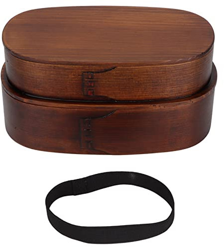 Pilipane Bento Box Giapponese, Scatola bento per Il Pranzo,Scatola di bento Giapponese a 2 Strati in Legno Impermeabile Bento Lunch Box Contenitori per Alimenti per Bambini Adulti