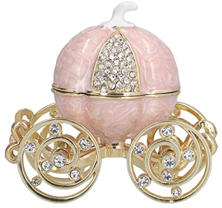 HEITIGN Boîte à Bijoux Vintage Oeuf Fabergé Chariot Citrouille Rose Boîte à Bijoux Riche émail Scintillants Coffret à Bijoux Stocker des Cadeaux De Luxe décoration