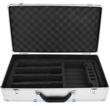 Dickly Tragbarer Aluminium Mikrofonkoffer, Aufbewahrungsbox für Mikrofonausrüstung, Professionelle Mikrofontasche, Hartschale Aus EVA Schaumstoff für Rundfun, Silber