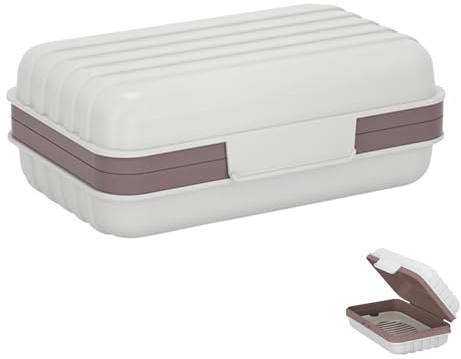 Bailinks Boîte à Savon avec Porte-Savon Intégré, Étanche et Portable pour Voyage, Salle de Bain, Camping, Refuse Les Résidus de Savon, avec Couvercle et Plateau Égouttoir (Café au Lait)
