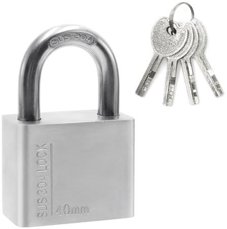 Lucchetto Antiscasso di 304 Con 4 Chiavi,Spesso Resistente Alle Intemperie del Corpo Della Serratura Dell'Acciaio Inossidabile All'aperto,40mm
