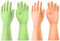 AUAUY 2 Paar Wiederverwendbare Haushaltshandschuhe, Hautsympathische Handschuhe mit Rutschfestem Griff, Wasserdicht Gummihandschuhe für Küchenarbeit Haushaltsreinigung Geschirrspülung (Grün+Orange-L)