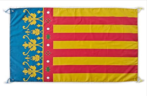 Bandera grande de Valencia, 150 x 90 cm, para balcón, con 4 ojales y 4 lazos para cables