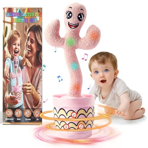 Ucikik Dancing Talking Cactus Baby Toy, Cactus Baby Interactive with 120 Pcs Songs+Singing+Dancing+Recording+LED, Mimicking Recording Repeats What You Say Toy 0-6 6-12 Months+ Babies
