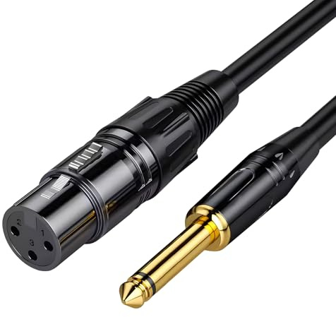 RJLLKD 2M XLR to 1/4 Jack Microphone Lead, Microphone Lead XLR to Jack | XLR to 6.35mm Jack Mono Mic Lead Mic Cable for Various Mixers Sound Cards Equalizers Speaker Condenser Mic Guitar Mixer AMP