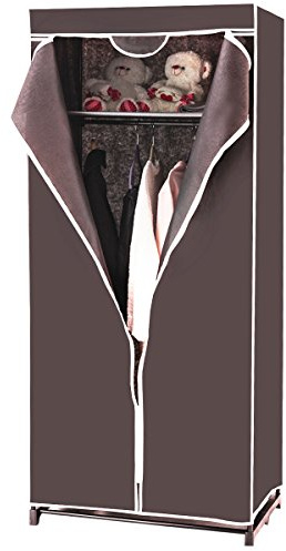 COSTWAY Armadio in Tessuto Armadio Cabina Pieghevole con Asta Appendiabiti, Vari Colori Disponibili, 75 x 50 x 170cm (Caffè)