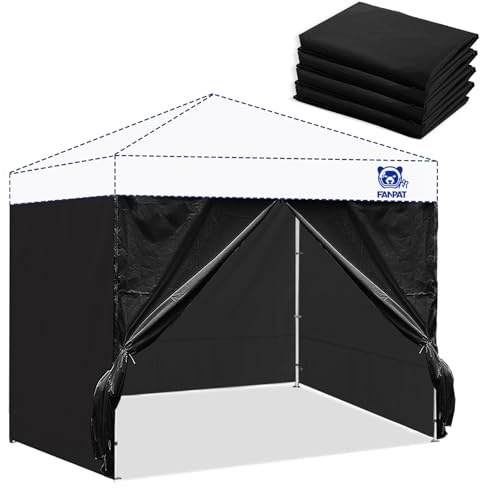 Fanpat 3 Pareti Laterali per Gazebo, gazebo impermeabile, 3 x 3 parti laterali, gazebo, 99% protezione UV, solo 3 pareti laterali, tenda a baldacchino non inclusa nella confezione (Nero, 3PCS)
