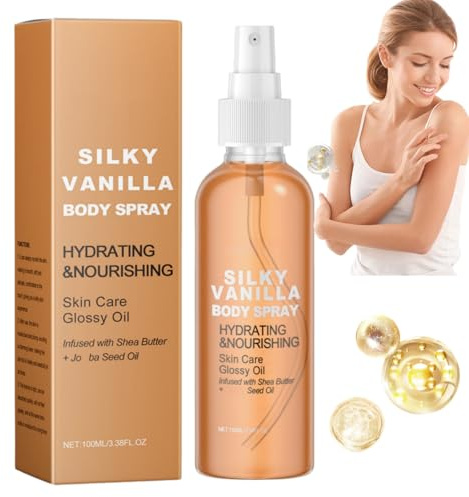 Vanilla Body Oil for Women,Vanilla Essential Oil & Lotion,Nourishing Dry Oil Spray for Skin & Hair,Moisturizing Massage Body Oil Spray with Shea Butter & Jojoba,Van/illa Moisturiser for Dry Skin