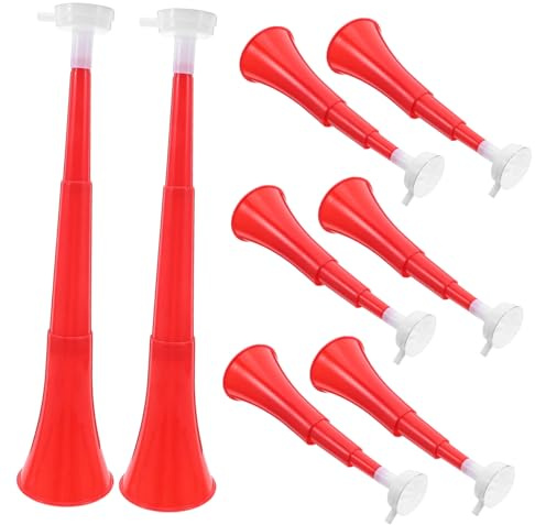 KOMBIUDA 8 Piezas Trompeta Vuvuzela Cuerno Ruidoso para Eventos Deportivos Fútbol Carnaval Fiesta Rojo