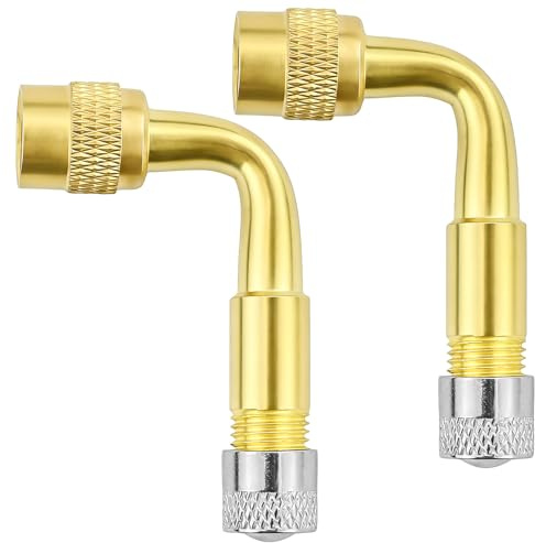 PETERMALLON 2 piezas de extensión de válvula de cobre de 90 grados, adaptador de válvula acodada, extensión de válvula de neumático de cobre, para bicicletas, coches, motocicletas, camiones, remolques