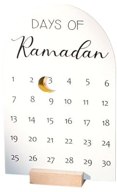 Calendario acrílico de cuenta regresiva de Ramadán, decoración magnética extraíble de luna creciente y adviento | Imán de bendición de escritorio para el hogar, oficina, mesa, chimenea, estante