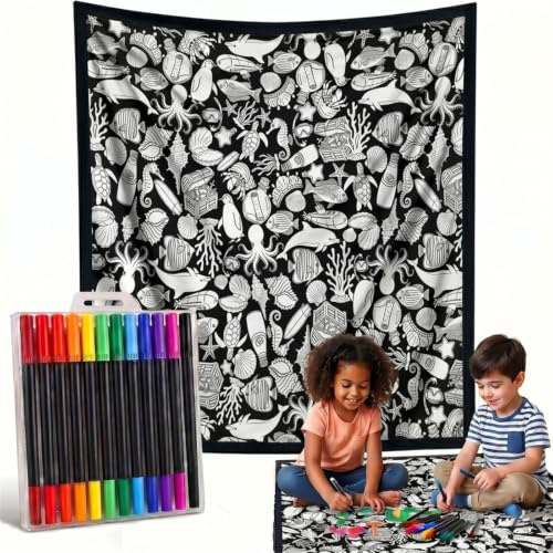 Gör-det-själv målarfilt med 24 tuschpennor 200x150cm