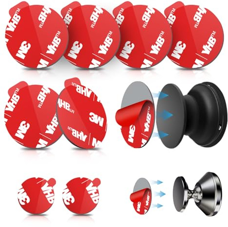 3M adhesivo adhesivo de repuesto para soporte de agarre plegable, 6 almohadillas adhesivas de doble cara para base expandible de teléfono intercambiable, cinta adhesiva VHB para soporte de coche móvil