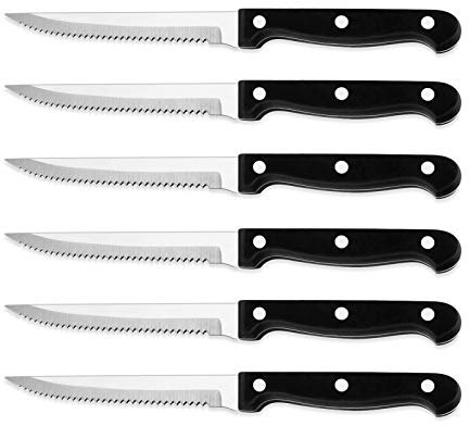 Homikit Steakmesser Set, 6-teilig Gezacktes Steakbesteck, Edelstahl Steak Besteck Messer für Haus Restaurant, Rostfrei & Spülmaschinenfest