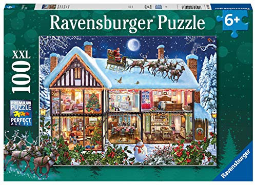 Ravensburger Kinderpuzzle - 12996 Weihnachten zu Hause - Weihnachtspuzzle für Kinder ab 6 Jahren, mit 100 Teilen im XXL-Format